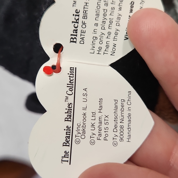 🕸Vintage Blackie Ty Beanie Baby Original Tag Errors PVC Pellets - Picture 8 of 10